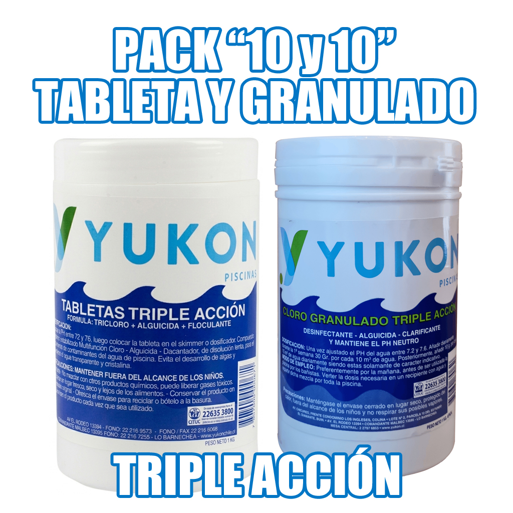 CLORO TABLETA/GRANULADO TRIPLE ACCIÓN PACK 10 Y 10 KG